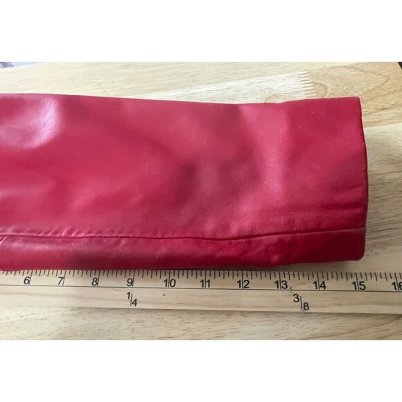 Guess Red Genuine Leather Zip Jacket Size L - Picture 12 of 13
